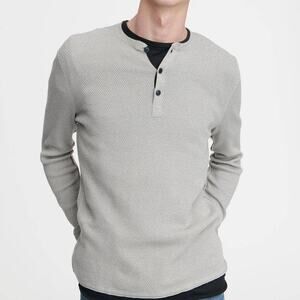 Rag & Bone Gray Davis Henley Size XL 3 button long sleeve thermal shirt  New